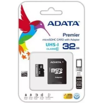 ADATA MicroSDHC-Karte 32 GB UHS-I Klasse 10 + SD-Adapter, Premier ADATA MicroSDHC-Karte 32 GB UHS-I Klasse 10 + SD-Adapter, Premier