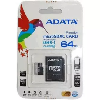ADATA MicroSDXC-Karte 64 GB Premier UHS-I Class 10 + SD-Adapter