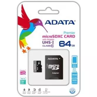 ADATA MicroSDXC-Karte 64 GB Premier UHS-I Class 10 + SD-Adapter