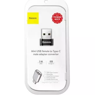 Baseus USB-Stecker auf USB-C-Buchse Adapter 3A, OTG, schwarz Baseus USB-Stecker auf USB-C-Buchse Adapter 3A, OTG, schwarz
