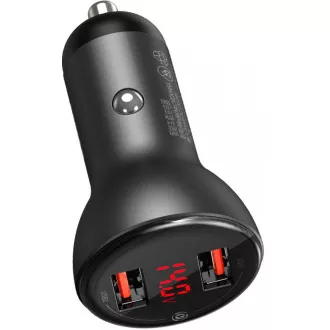 Baseus Dual USB Autoadapter mit Display 4, 8A 24W, grau