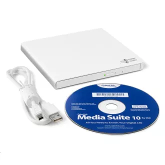 HITACHI LG - externes DVD-W/CD-RW/DVD±R/±RW/RAM-Laufwerk GP57EW40, Slim, Weiß, Box SW HITACHI LG - externes DVD-W/CD-RW/DVD±R/±RW/RAM-Laufwerk GP57EW40, Slim, Weiß, Box SW