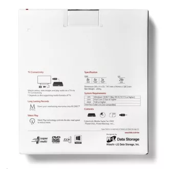 HITACHI LG - externes DVD-W/CD-RW/DVD±R/±RW/RAM-Laufwerk GP57EW40, Slim, Weiß, Box SW HITACHI LG - externes DVD-W/CD-RW/DVD±R/±RW/RAM-Laufwerk GP57EW40, Slim, Weiß, Box SW