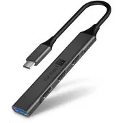 CONNECT IT USB-C Hub, (1xUSB-A 3.0, 3xUSB-A 2.0), extern, anthrazit