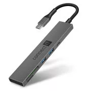 CONNECT IT USB-C Hub, 2x USB-A, 1x USB-C, 1x SD-Karte, 1x MicroSD-Karte, grau