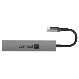 CONNECT IT USB-C Hub, 2x USB-A, 1x USB-C, 1x SD-Karte, 1x MicroSD-Karte, grau