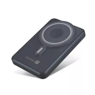 CONNECT IT Powerbank TravelCharge, MagSafe, 10000mAh, USB-C, Lightning, Grau