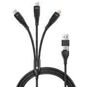CONNECT IT Ladekabel Wirez 6in1, USB-C/USB, Lightning   2x USB-C, 1,25m, schwarz