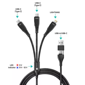 CONNECT IT Ladekabel Wirez 6in1, USB-C/USB, Lightning 2x USB-C, 1,25m, schwarz CONNECT IT Ladekabel Wirez 6in1, USB-C/USB, Lightning 2x USB-C, 1,25m, schwarz
