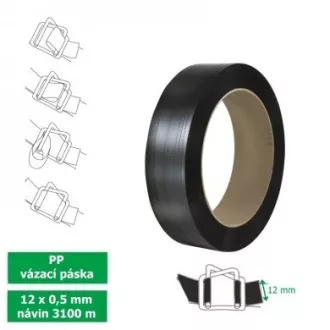 Bindeband PP 12mmx0,5 D206 3100m schwarz