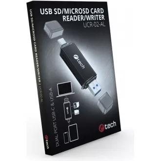 C-TECH Kartenleser UCR-02-AL, USB 3.0 TYP A/ TYP C, SD/micro SD