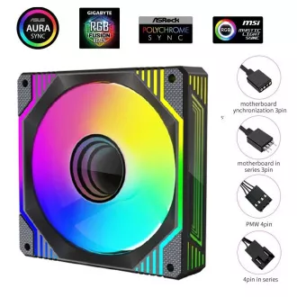 1stCOOL Lüfter AURA EVO Mirror ARGB PWM, 120mm, schwarz 1stCOOL Lüfter AURA EVO Mirror ARGB PWM, 120mm, schwarz