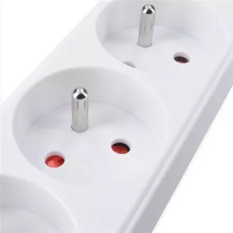 Solight Verlängerungskabel, 3 Steckdosen, weiß, 1, 5m