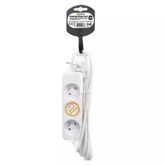 Solight Verlängerungskabel, 3 Steckdosen, weiß, 1, 5m