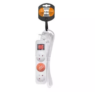 Solight Verlängerungskabel, 3 Steckdosen, weiß, Schalter, 1, 5m Solight Verlängerungskabel, 3 Steckdosen, weiß, Schalter, 1, 5m