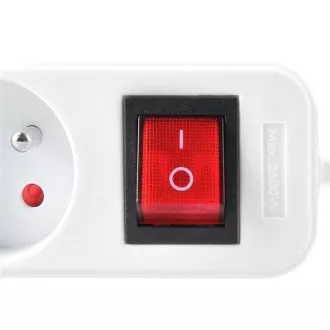 Solight Verlängerungskabel, 3 Steckdosen, weiß, Schalter, 2m