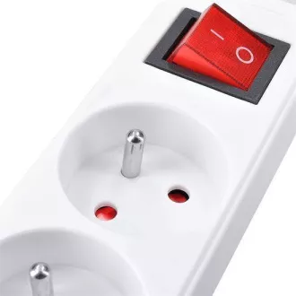 Solight Verlängerungskabel, 3 Steckdosen, weiß, Schalter, 2m