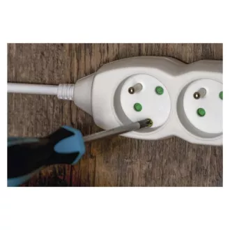 Solight Verlängerungskabel, 3 Steckdosen, weiß, 2m