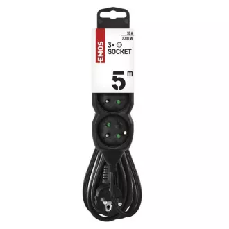 Solight Verlängerungskabel, 3 Steckdosen, weiß, 5m Solight Verlängerungskabel, 3 Steckdosen, weiß, 5m