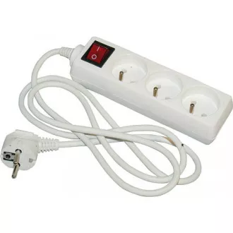 Solight Verlängerungskabel, 3 Steckdosen, weiß, Schalter, 5m