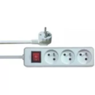Solight Verlängerungskabel, 3 Steckdosen, weiß, Schalter, 5m