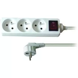 Solight Verlängerungskabel, 3 Steckdosen, weiß, Schalter, 5m