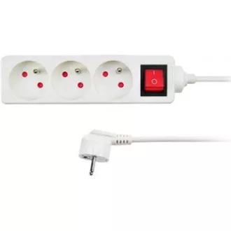 Solight Verlängerungskabel, 3 Steckdosen, weiß, Schalter, 5m