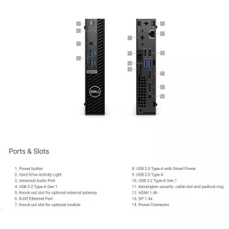 DELL PC OptiPlex Micro 7010 MFF/TPM/i3-13100T/8GB/256GB SSD/65W/WLAN/Kb/Maus/W11 Pro/3Y PS NBD