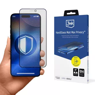 3mk gehärtetes Glas HardGlass Matt Max Datenschutz für Apple iPhone 15 Pro Max