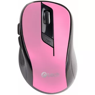 C-TECH Maus WLM-02, schwarz-pink, kabellos, 1600DPI, 6 Tasten, USB-Nano-Empfänger