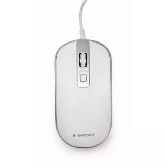 GEMBIRD Maus MUS-4B-06-WS, kabelgebunden, optisch, USB, weiß/silber