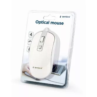 GEMBIRD Maus MUS-4B-06-WS, kabelgebunden, optisch, USB, weiß/silber