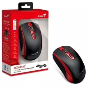 GENIUS Maus ECO-8150/ 1200 dpi/ kabellos/ wiederaufladbar/ Copilot/ schwarz/ rot