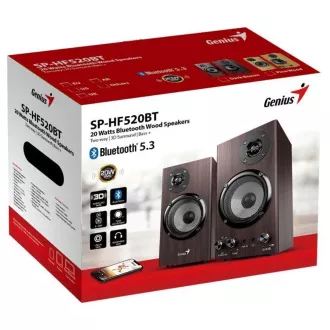 GENIUS Lautsprecher SP-HF520BT, BT, 3,5mm Klinke, 20W, dunkles Holz