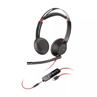 Poly Blackwire 5220 Headset, 3,5 mm Klinke   USB-C/A Adapter, Stereo