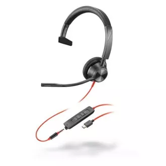 Poly Blackwire 3315 MS Teams Headset, 3,5 mm Klinke   USB-C/A Adapter, mono
