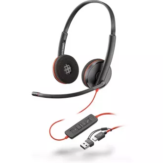 Poly Blackwire 3220 Headset, USB-C/A-Adapter, Stereo