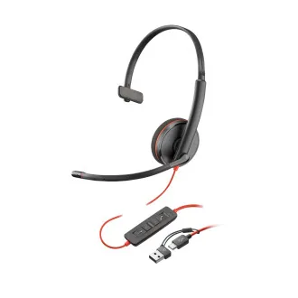 Poly Blackwire 3220 Headset, USB-C/A-Adapter, Stereo