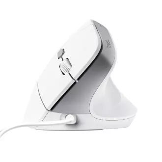 TRUST Maus Bayo II Ergonomische vertikale Maus, USB, weiß