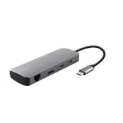 TRUST Docking Station DALYX USB-C, 8in1, HDMI, RJ45, 2xUSB-C, 2xUSB-A, microSD/SD-Karte, grau
