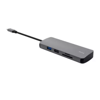 TRUST Docking Station DALYX USB-C, 8in1, HDMI, RJ45, 2xUSB-C, 2xUSB-A, microSD/SD-Karte, grau