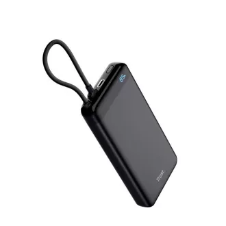 TRUST Powerbank Fiera, 20000 mAh, Mit Kabel, 2x USB-C, schwarz