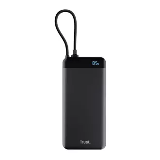 TRUST Powerbank Fiera, 20000 mAh, Mit Kabel, 2x USB-C, schwarz