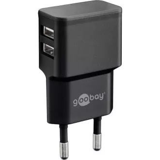 Goobay Strom- und Ladeadapter 230V auf 2x USB, max.2, 4A, schwarz Goobay Strom- und Ladeadapter 230V auf 2x USB, max.2, 4A, schwarz