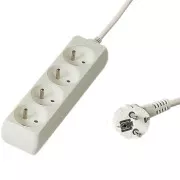 PREMIUMCORD Verlängerungskabel 230V 3m, 4 Steckdosen, weiß