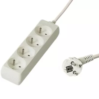 PREMIUMCORD Verlängerungskabel 230V 3m, 4 Steckdosen, weiß