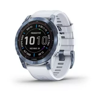 Garmin fenix 7 Sapphire Solar, Titan Blau/ Weiß Silikonband, EU Garmin fenix 7 Sapphire Solar, Titan Blau/ Weiß Silikonband, EU