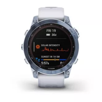 Garmin fenix 7 Sapphire Solar, Titan Blau/ Weiß Silikonband, EU Garmin fenix 7 Sapphire Solar, Titan Blau/ Weiß Silikonband, EU