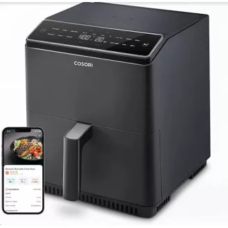 Cosori Dual Blaze 6.4L SMART Heißluftfritteuse 5x Spieß und Grill. Grillplatte, schwarz Cosori Dual Blaze 6.4L SMART Heißluftfritteuse 5x Spieß und Grill. Grillplatte, schwarz