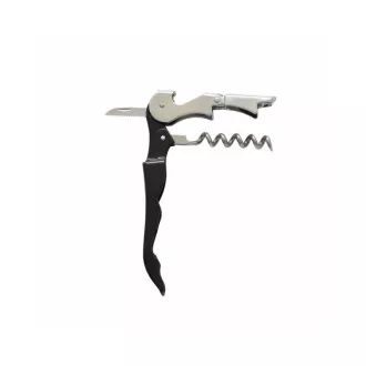 Orava WO-8 Hebel-Wein- und Bieröffner, zweistufig, praktisches Messer, schwarz